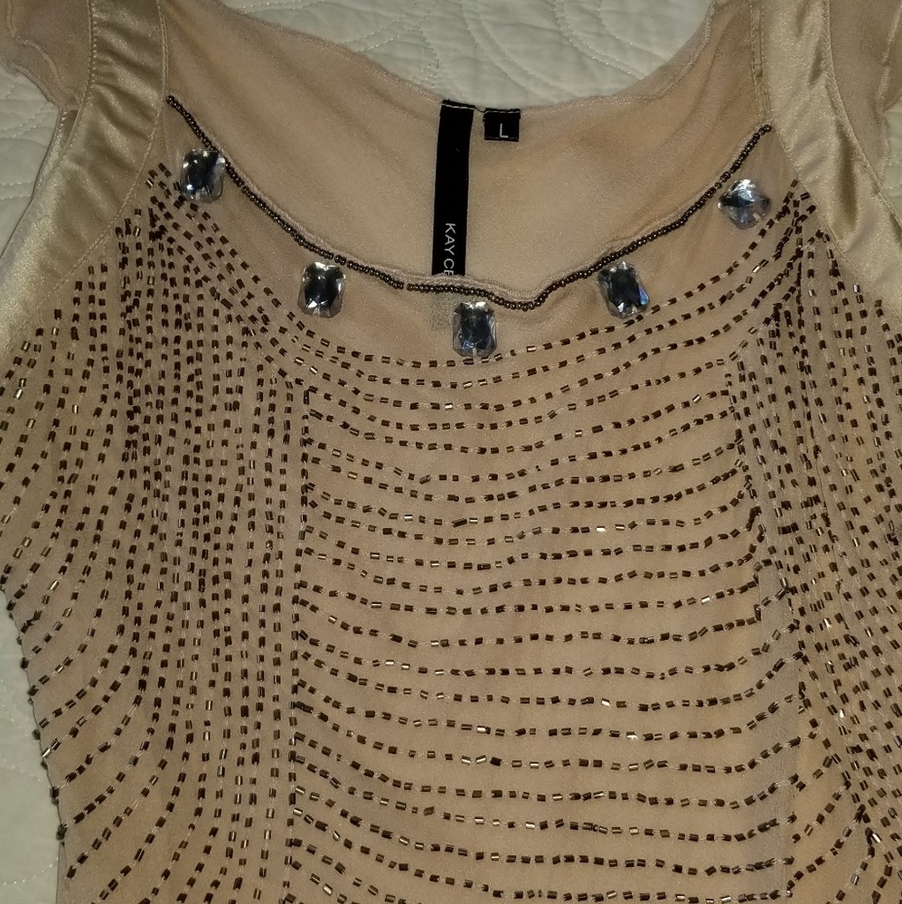 Kay Celine FAB beaded silk short dress/shirt